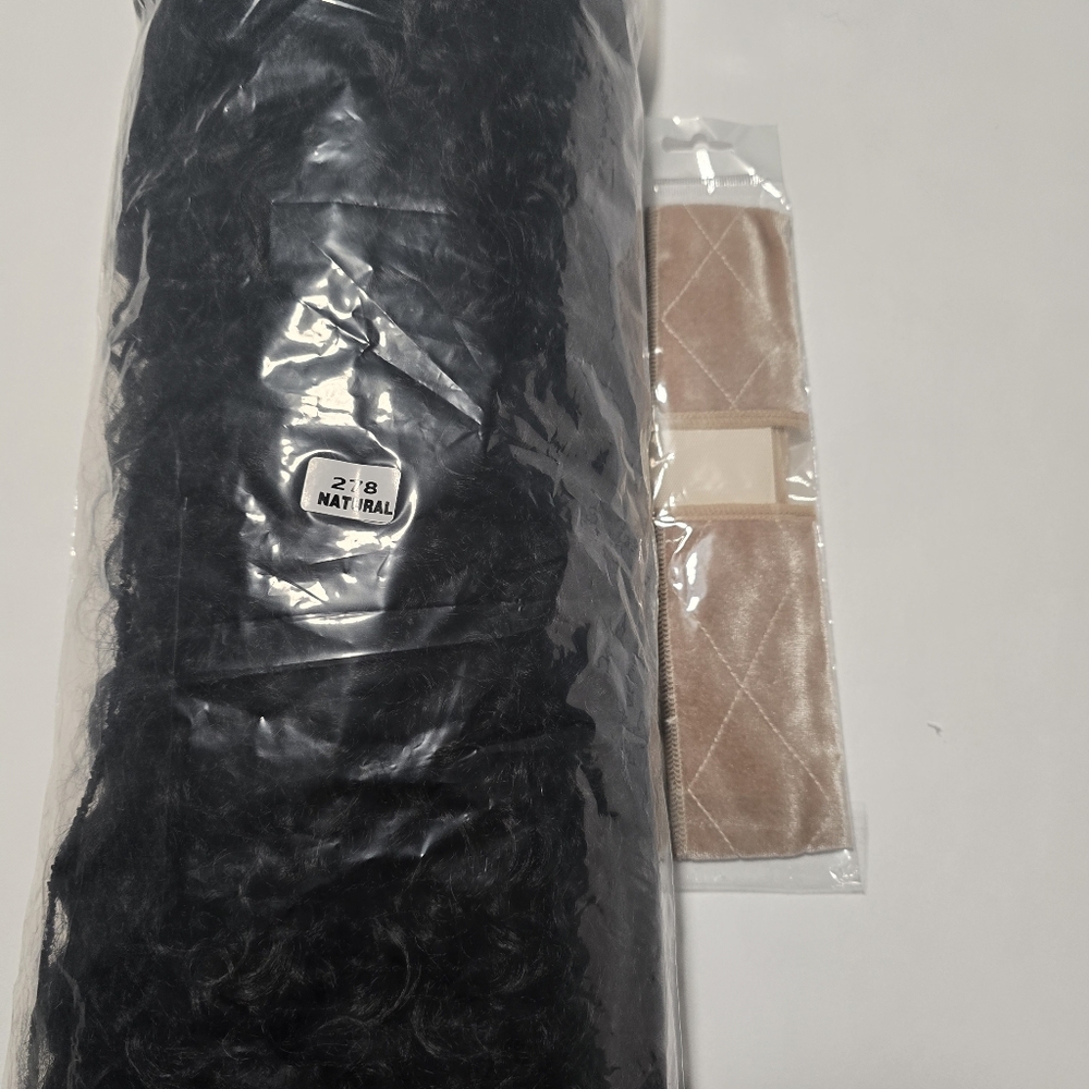 New 28" Natural Black Kinky Curly Headband Glueless Wear & Go Synthetic Wig - Picture 14 of 15